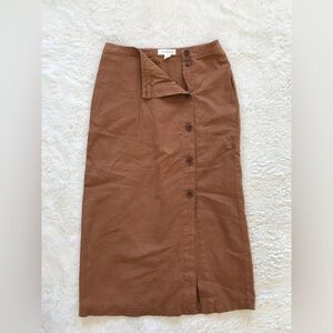 Treasure & Bond Button-Front Cotton Midi Skirt in Brown. Worn once.